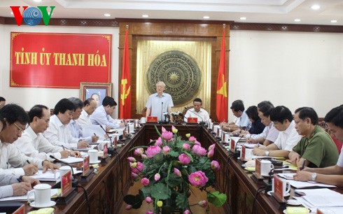 Tổng Bí thư Nguyễn Phú Trọng làm việc với cán bộ chủ chốt của tỉnh Thanh Hóa  - ảnh 1